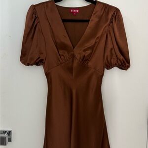 STAUD Chocolate Brown Midi Dress